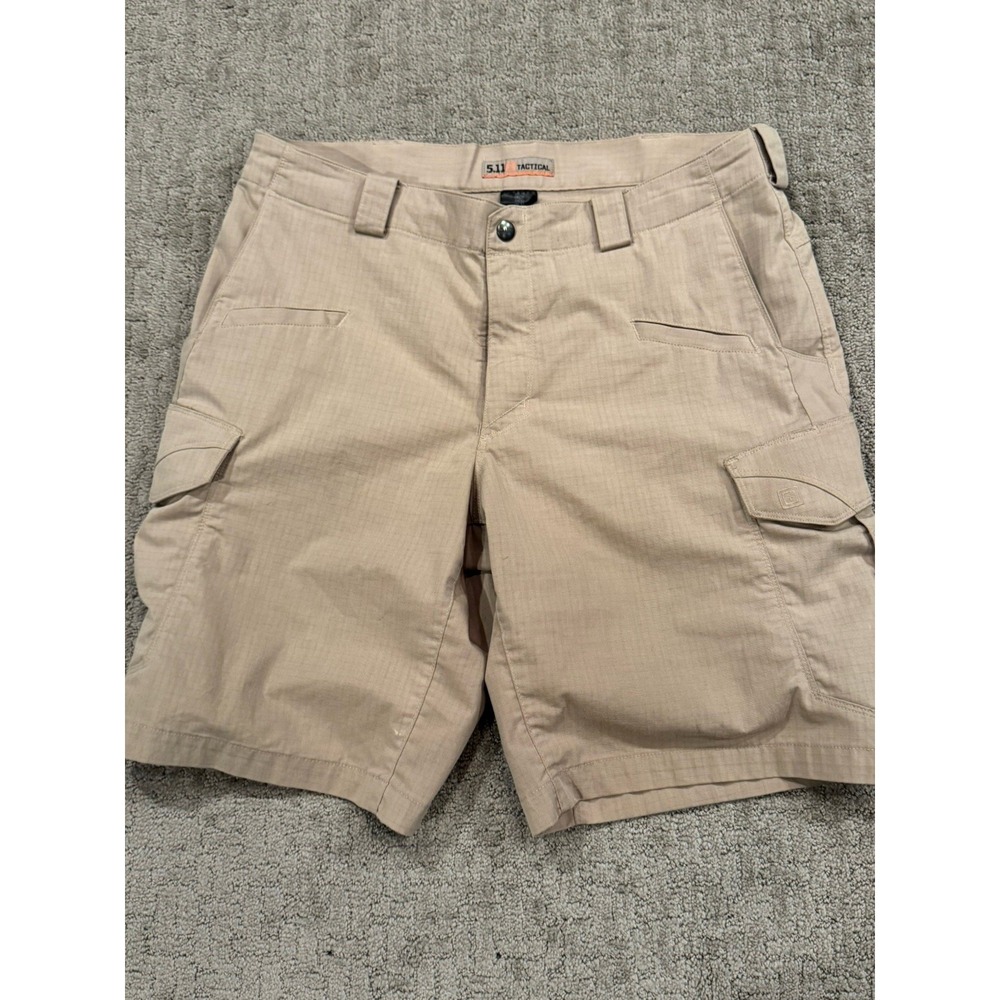 5.11 Tactical Mens 35 Khaki Rip Stop Tactical Cargo Shorts Utility Outdoor (H1)
